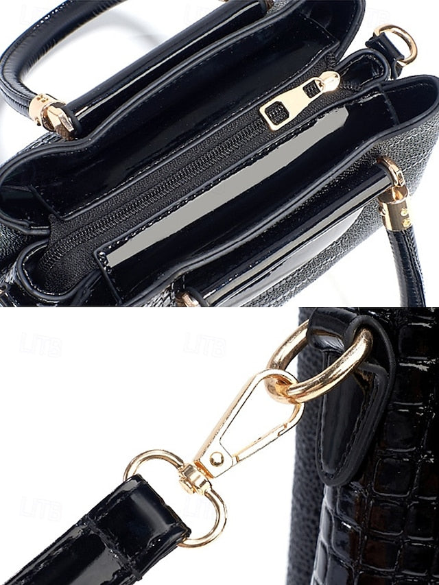 Elegant Croc-Embossed Faux Leather Handbag – Stylish Top