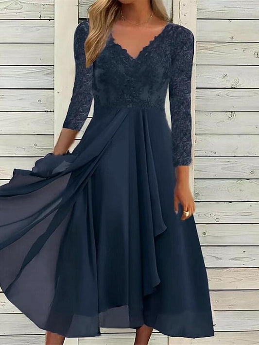 Women's Midi Dress Lace Dress Casual Dress Swing Dress