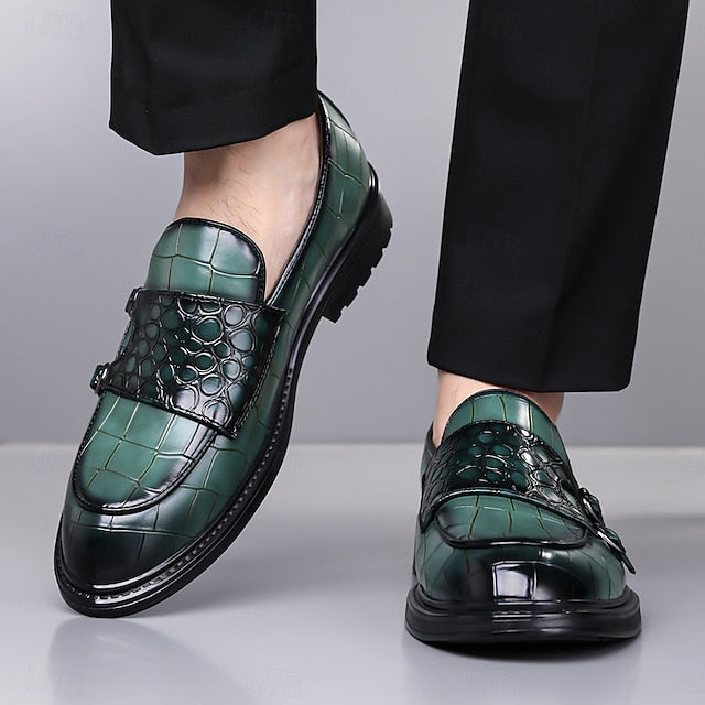 Loafers Leather with Faux Crocodile Pattern Brown Men's –