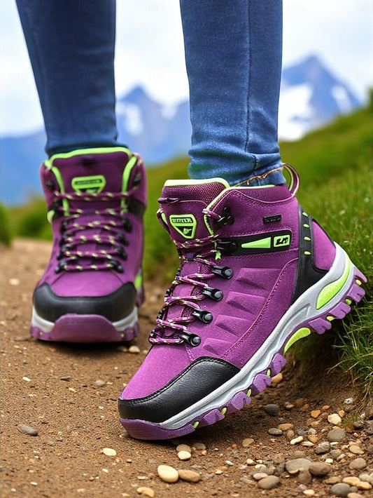 Women's Waterproof Hiking Boots – Purple High-Top Outdoor