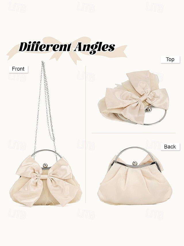 Satin Bow Women's Elegant – Pearl Evening Bag Clutch