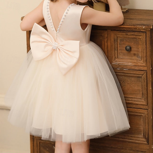 Wedding Sleeveless Party Color Kids Dress Solid Girls'