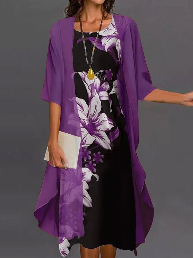 Women's Fashion Streetwear Skirt Sets 3/4 Length Sleeve