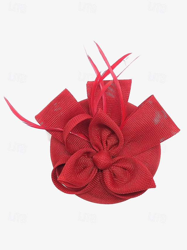 and Green with Women's Hat Bow Accents Feather Fascinator