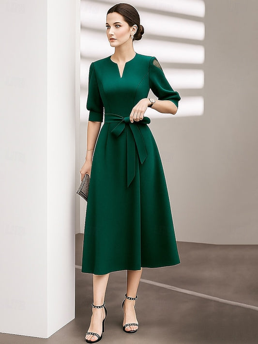 A-Line Tea Length Party Dress Cocktail Dress Wedding Guest Dress