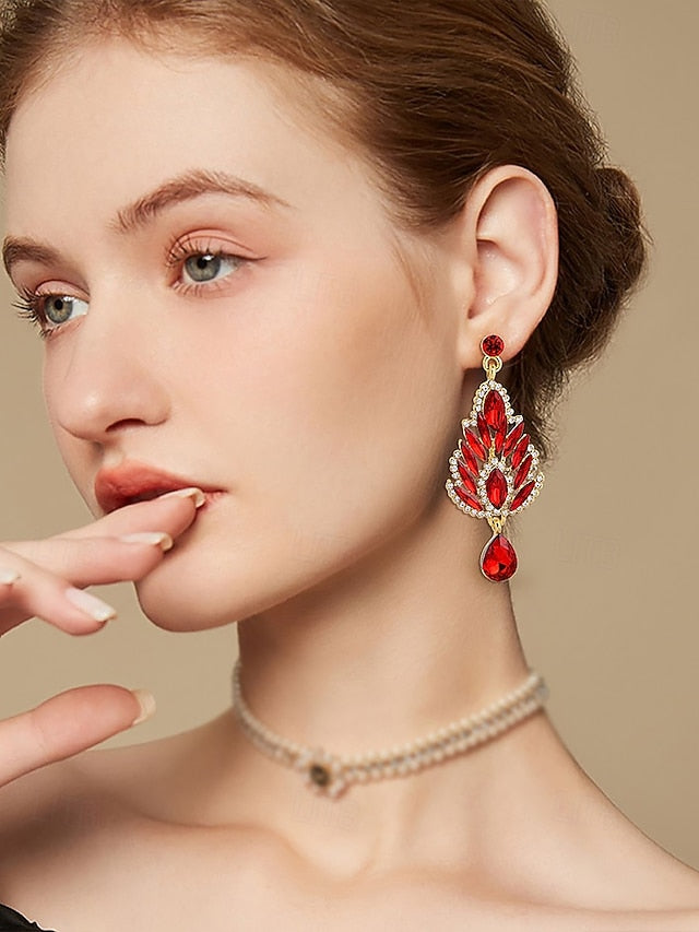 Drop Emerald Green Women's Crystal – Earrings