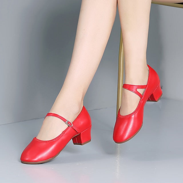 Shoes Mary Low Dance with Heel Jane Gold Women's Buckle