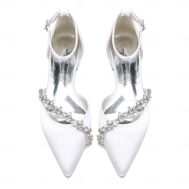 Elegant Flats Satin White – Women's Wedding Pointed Toe