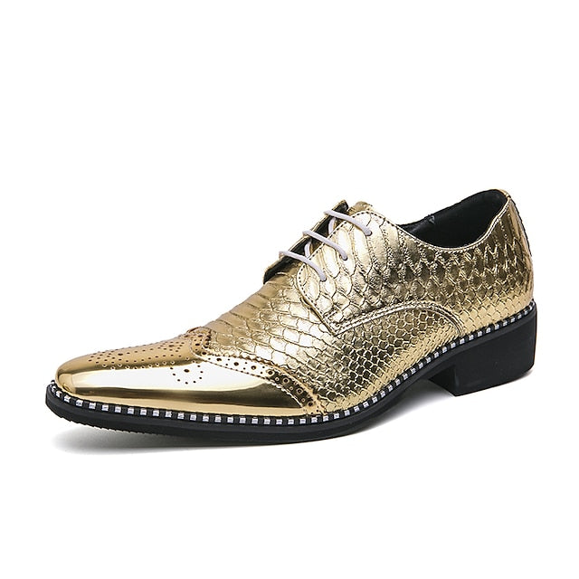 Men's Gold Faux Shoes – Shiny Metallic Oxford