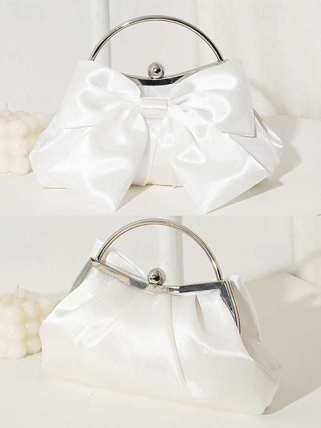 Satin Bow Women's Elegant – Pearl Evening Bag Clutch