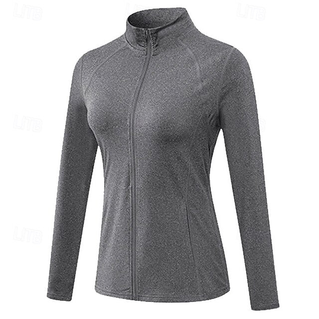 Women's Workout Shirt Yoga Top Stand Collar Quick Dry Full