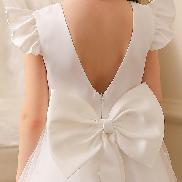 Girls' Dress Flower Color Solid Girl Party Kids