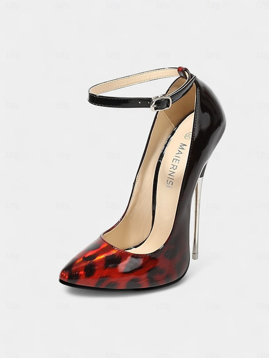 Print Leopard Stiletto – Red Pumps Women's Sexy Patent