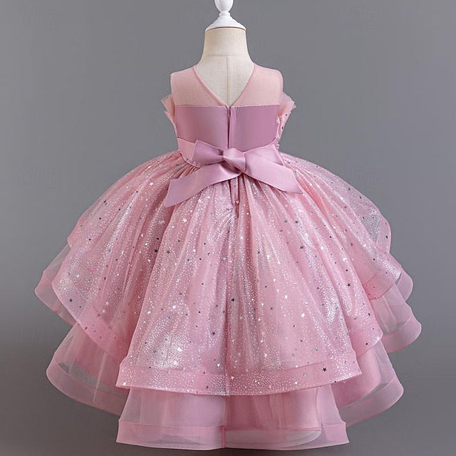 Party Sleeveless Kids Girl Girls' Dress Flower Sequin