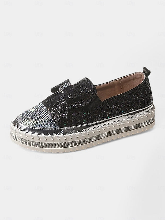 Women Rhinestone Sparkling for Loafers Glittery Slip-On –
