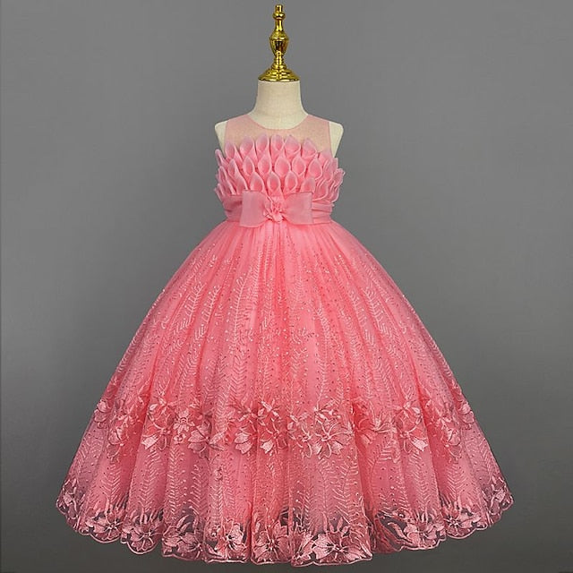 Flower Solid Kids Girl Girls' Dress Colored