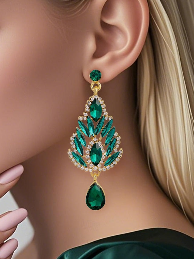Drop Emerald Green Women's Crystal – Earrings