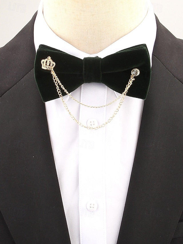 and Tie Crown with Velvet – Men's Chain Bow Detail
