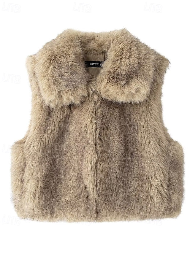 Leathers Fur Vest Faux Coat Furs Comfortable Women's
