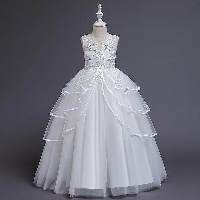 Solid Dress Girls' Color Party Sleeveless Kids