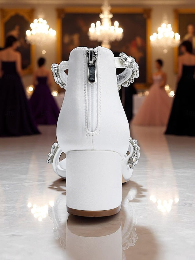 Women's Satin Crystal Heel Purple - Block Sandals