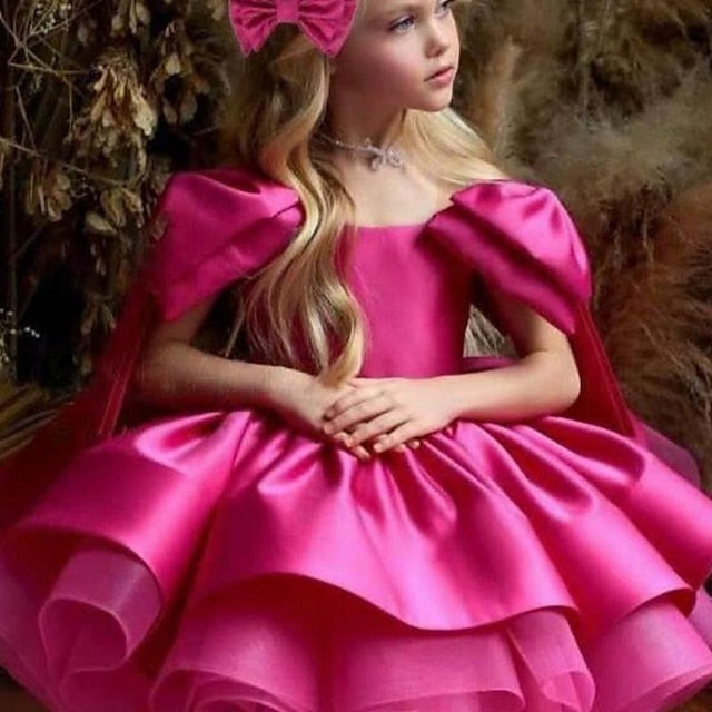 Girl Color Girls' Solid Flower Kids Party Dress