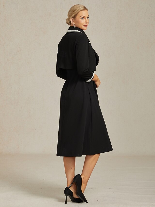 Women's Button Up Jacket Dressy Top Elegant 3/4 Length