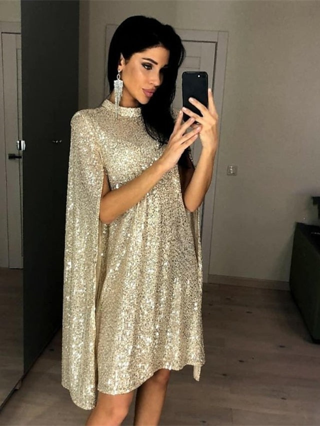 Women's Gold Dress Sequin Dress Party Dress Mini Dress