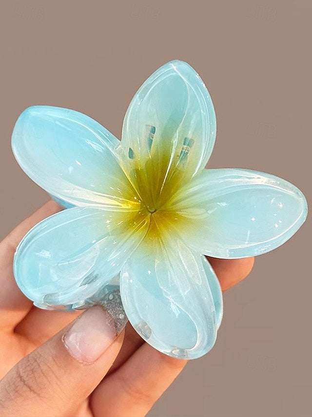 6PCS – Flower Resin Plumeria Hair Clips Tropical Hawaiian