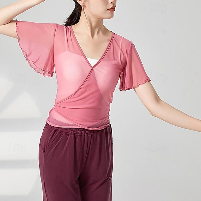 Activewear Top Cinch Cord Pure Color Splicing Women's