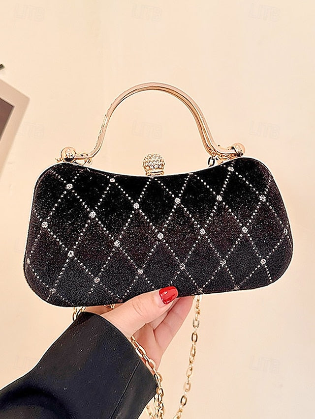 Velvet Accents Quilted Purse Evening with Women's Diamond -