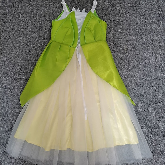 Tiana Bell Princess Theme Tinker Girl Dress Flower Fairytale