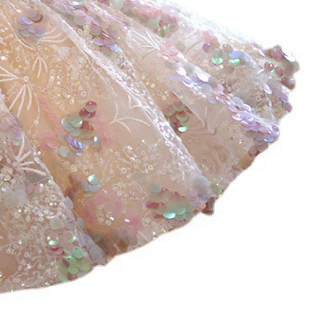 Short Girls' Color Solid Dress Kids Party Sleeve