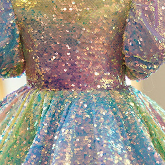 3D Spring Wedding colour Short Sleeve Summer Girls' Dress