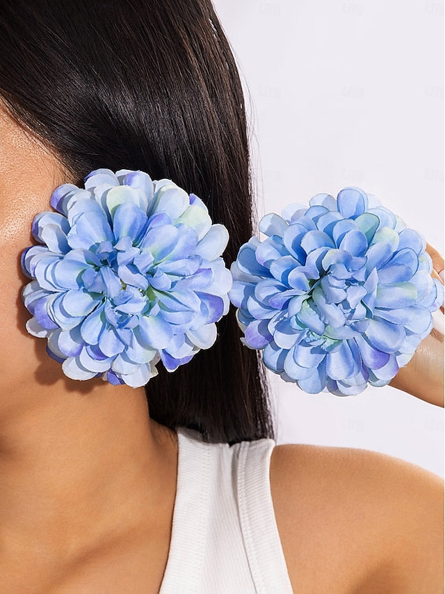 Drop Flower Women's Earrings - Floral Statement Oversized