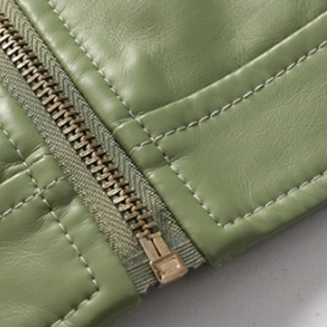 Women's Zipper Pocket Comfortable Jacket Leather Faux