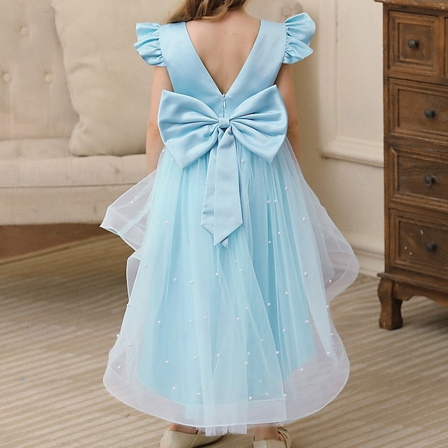 Solid Girl Party Flower Dress Color Girls' Kids