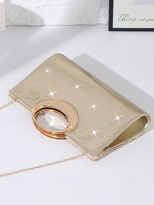 Glitter Gold Evening Women's Clutch Silver Bag with