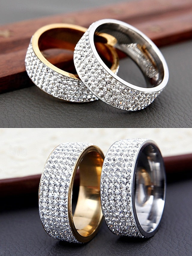 Full Band Wide Rhinestone Pave Men's with Rings