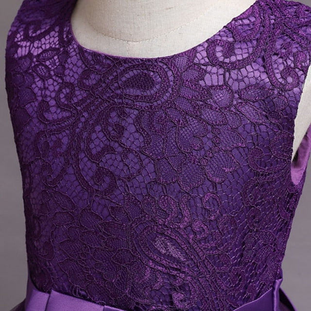 Kids Floral Plain Dress Girls' A Party Line Little