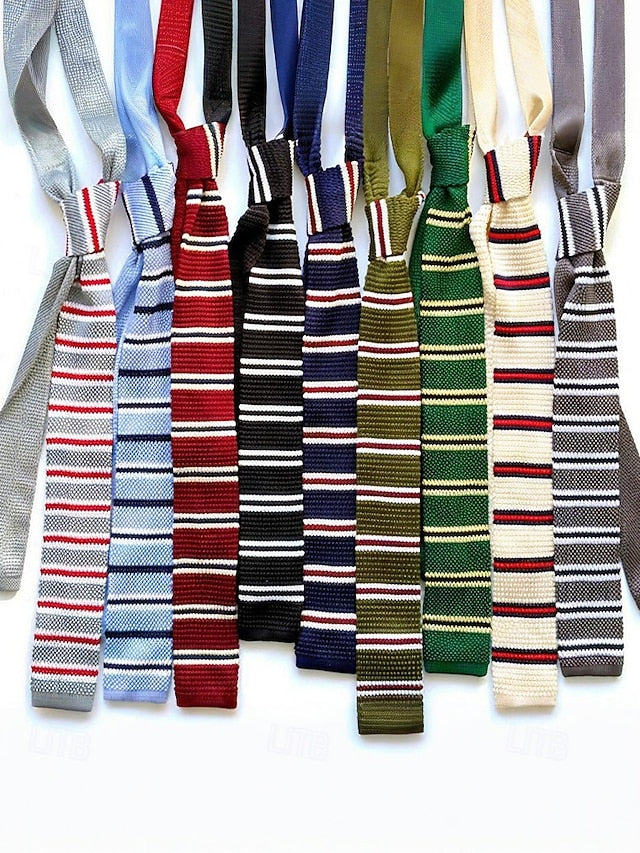 Stripe Men's Christmas Tie Woven Stylish - Knit Neck
