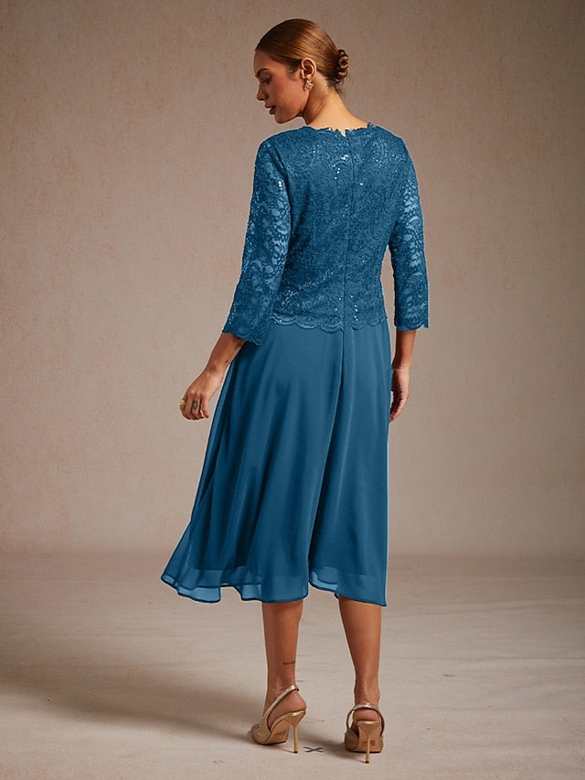 Women's Midi Dress Chiffon Dress Elegant Wedding Guest