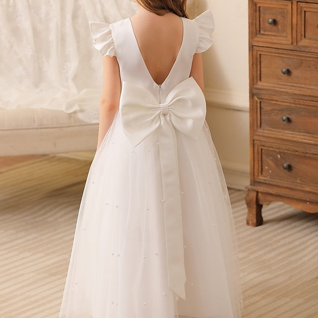 Girls' Dress Flower Color Solid Girl Party Kids