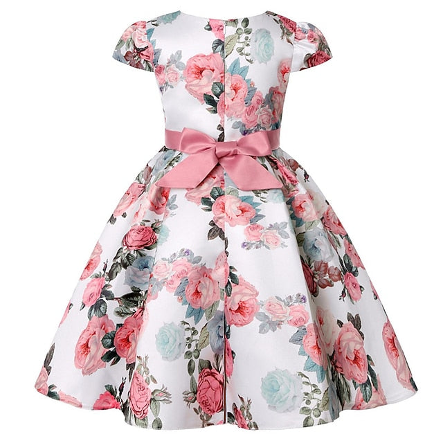 Kids Girls' Short Party Sleeve Dress Floral Flower
