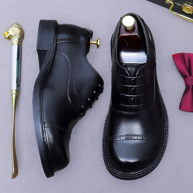 Leather Shoes- Toe First Men's Cap Oxford Genuine