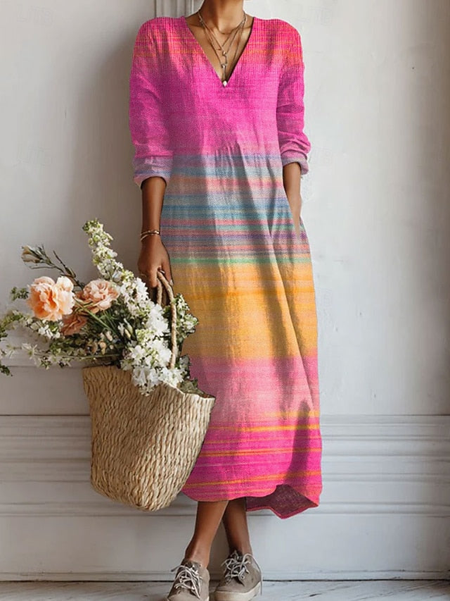Women's Maxi Dress Linen Like Breathable Lightweight