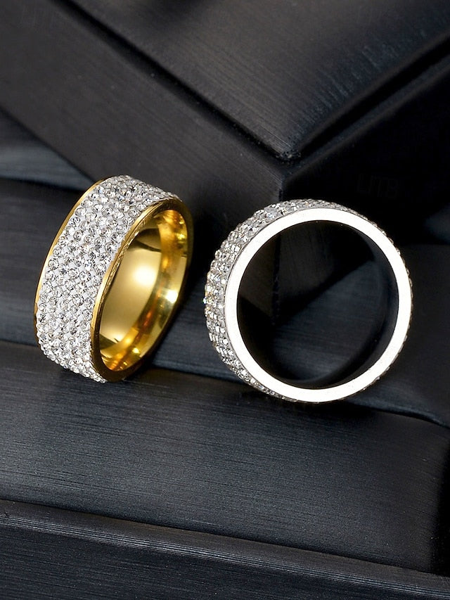 Full Band Wide Rhinestone Pave Men's with Rings