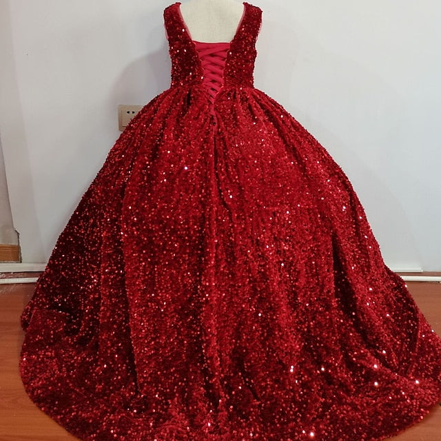 Girls' 3D Flower Colored Solid Sleeveless Girl Dress