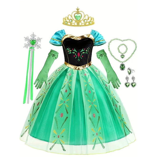 Girl Dress Theme Princess Frozen Flower Party Anna Fairytale
