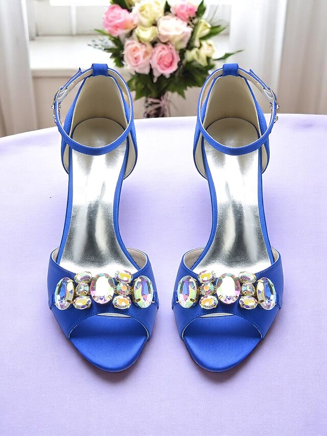 Black Open Strap Women's Toe Heels Ankle with and Satin